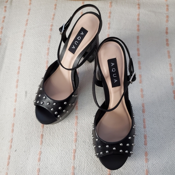 BNIB AQUA Cullen Platform Ankle Strap Studded Sandals - 7.5 - Picture 4 of 12